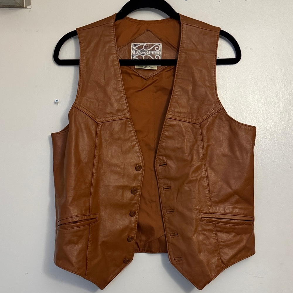vintage Pardners Sheplers brown genuine leather vest. Size 40